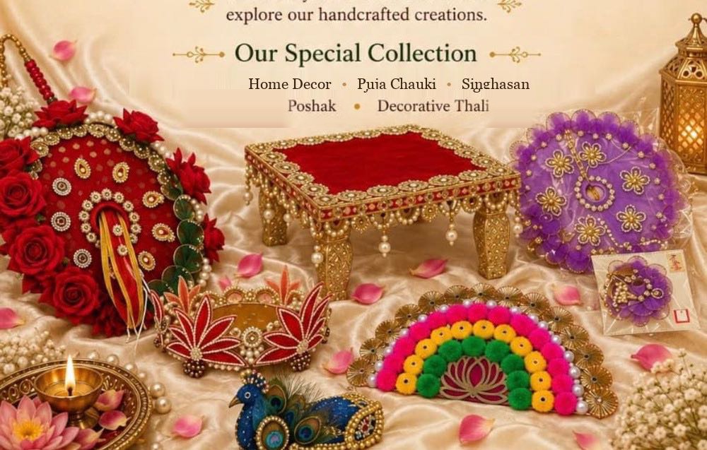 Kalashree special collection — home decor, puja chauki, singhasan, decorative, poshak and decorative thali